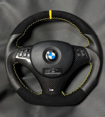 Volante BMW E90 E92 E82 fibra de carbono y gamuza | Actualización deportiva M 2006-2013 Foto 1 de 4