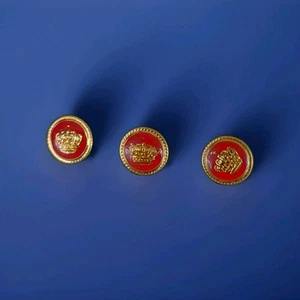 3 Matched Beautiful Red And Gold Majestic Crown Shank Buttons. 11.4 m.m. - Picture 1 of 5