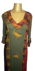 Soft Surroundings Dress Womens Medium Boho Maxi Dress Pockets Batik Print - Picture 1 of 11