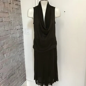 Donna Karan Green Silk Skirt Set 20's Look Boxed Pleated Sleeveless shell 40 6 - Picture 1 of 6