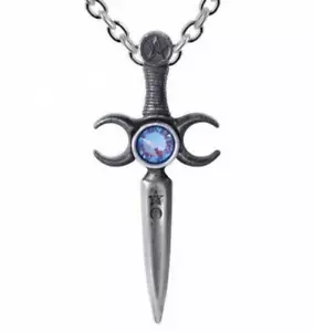 Athame Pendant Necklace Boxed, Wiccn Magic Ritual Dagger Gothic, Alchemy England - Picture 1 of 5