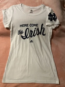 Womens Notre Dame Fighting Irish TShirt White Adidas Brand Sz Medium - Picture 1 of 6