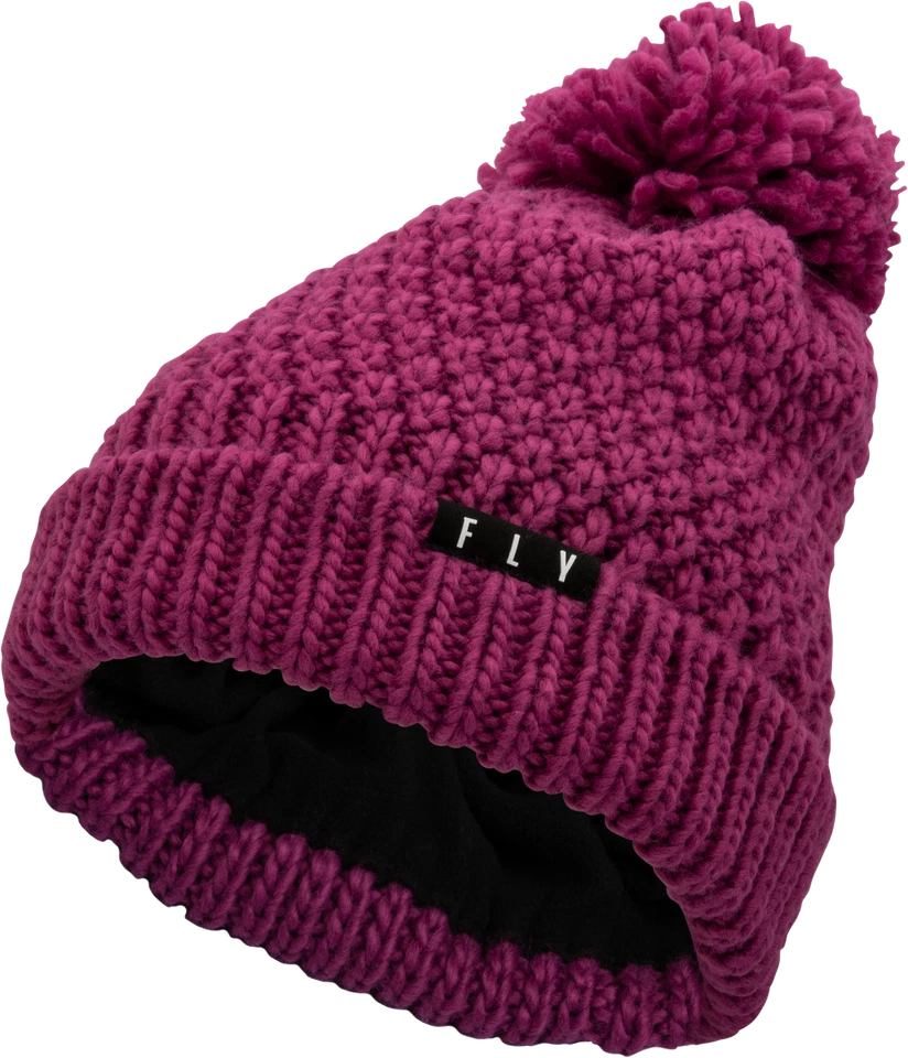 Fly Racing Women's Fly Anna Pom Beanie (2023) Burgundy — 第 1/1 张图片