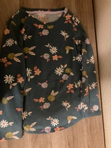 Cat & Jack Long Sleeve T Shirt Small 6/6X Green Floral Print Cotton Blend Crew - Picture 1 of 3