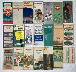 Lot (21) VTG Gas & Oil Road Maps Flying A Texaco Standard Chevron Gulf US Mexico - Picture 1 of 17
