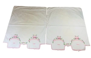 Vtg Embroidered Cotton Pillowcases White Crochet Baskets Flowers Trim Set of 2 - Picture 1 of 18
