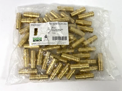 *50 PACK* Matco Norca PXCP03LF 1/2" Lead Free Pex Barb Couplings - Image 1 of 2