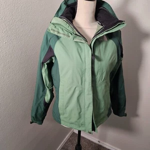 The North Face Hyvent Rain Jacket Green Two Tone Women's XS Hooded Lined Pockets - Picture 1 of 24