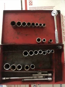 Mac Tools 1/4" drive 29 pc. 6 Pt socket Ext Ratchet SAE MM shallow & deep + Box - Picture 1 of 5