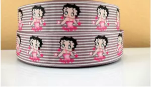 Grosgrain Betty Boop cartone animato con nastro a strisce 1" 25 mm x 1 iarda - Foto 1 di 1