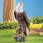 American Bald Eagle Perched on Stump Statue Figurine Yard Lawn Ornament Decor
