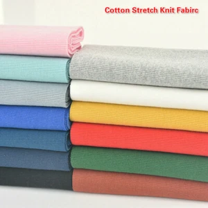 Stretch Knit Neckline Cotton Cuff Waistband 30 Colors Trim Ribbed Sweater Fabric - Picture 1 of 33