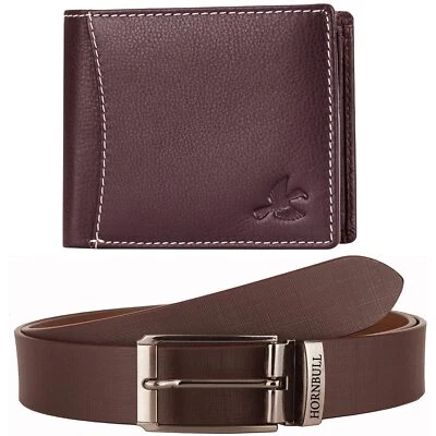 Brand New Authentic Hornbull Men's Leather Wallet And Belt Combo Set (Brown) - Image 1 of 4