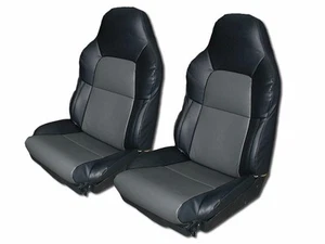 CHEVY CORVETTE STANDARD 1994-1996 BLACK/CHARCOAL LEATHER-LIKE CUSTOM SEAT COVER - Picture 1 of 1