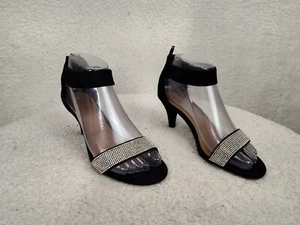 Style Co Women Heels 6M Black Embellished Open Toe Sandal Kitten Stiletto Shoe - Picture 1 of 20