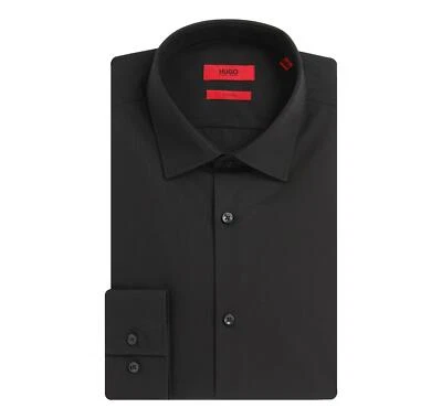 HUGO Camicia Uomo Slim Fit in Cotone 50289499 C-Jenno Colore Nero - Immagine 1 di 3
