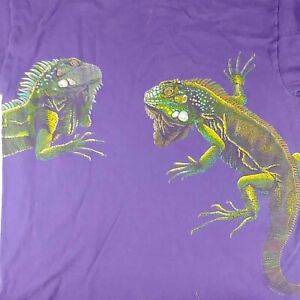 Vintage 90s Iguanas Wrap Around T-Shirt Purple Size Large, Single Stitch
