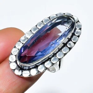 Iolite Quartz Gemstone Handmade 925 Sterling Silver Jewelry Ring Size 7 - Picture 1 of 2
