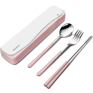 Travel Utensils 18/8 Stainless Steel 4pcs Cutlery Set Portable Camp Reusable Fla - Picture 1 of 7