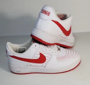 2007 NIKE Air Force 1 Low '07 White Varsity Red 317314-116 Shoes Men’s Size 8 - Picture 1 of 9