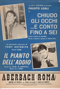 FAUSTO LEALI Chiudo gli occhi DUSTY SPRINGFIELD Tony ASTARITA - 1968 SHEET MUSIC - Picture 1 of 1