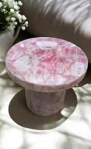 Mesa de centro de piedra de cuarzo rosa - Muebles de piedras preciosas pulidas - Mesa de lujo - Imagen 1 de 11