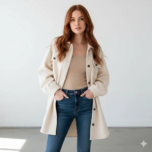 Chaqueta Free People We The Free Crema Rubí Chaqueta Gran Tamaño Beige Talla Grande - Imagen 1 de 11