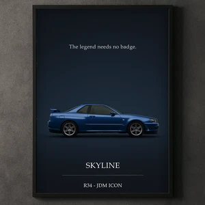 Nissan Skyline R34 Poster - JDM Legend Wandbilddruck, japanische Sportwagen Deko - Bild 1 von 30