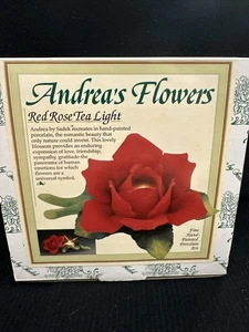 Andrea by Sadek Hand Paint Red Rose Tea Light New In Box - Picture 1 of 10