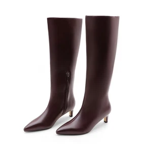 Lurnyet Women's Knee High Boots, Faux Leather Pointed Toe with 2 Inch Heel - Picture 1 of 67