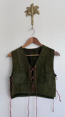 Chaleco Vintage Verde Gamuza Mediano Western Robin Hood Años 70 Talla 10 Foto 1 de 4