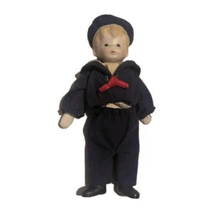 Vntg Russ Porcelain Mini Sailor Doll Dollhouse Furniture Toy Doll Collector 5" T - Picture 1 of 3