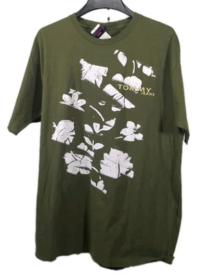 Tommy Hilfiger Hombres Talla Grande Camiseta De Colección Logo Floral Dobladillo Crudo Mangas Rascadas Nuevo Foto 1 de 4