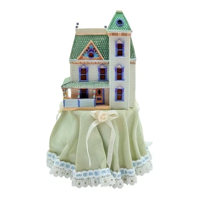 老式微型娃娃屋工匠桌面剧场带花边复古玩具室 — 第 1/4 张图片