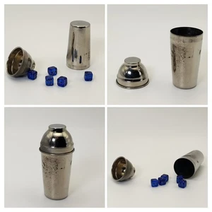 2.25" VTG Mini Cocktail Shaker Dice Game stamped GERMANY Nickel Silver Plated - Picture 1 of 12