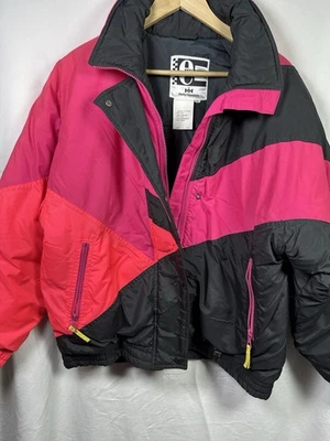 Chaqueta de esquí Europa negra rosa para mujer 12 vintage años 90 Y2K NN331 Foto 1 de 4