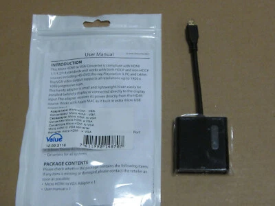 Value Micro HDMI auf VGA Kabel Adapter (12.99.3118) - Bild 1 von 4