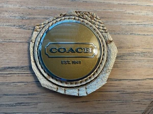 Coach Purse Emblem- 1 1/2 inches - Gold Background w/Silver Lettering - Picture 1 of 4