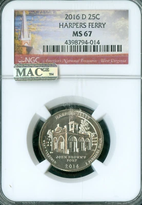 2016 D HARPERS FERRY QUARTER NGC MS67 PQ MAC SPOTLESS * - Image 1 of 2