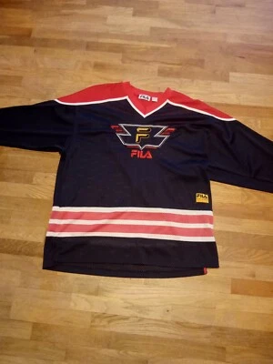 Camiseta deportiva Fila vintage años 90 estilo hockey azul marino rojo blanco para hombre talla 2XL Foto 1 de 4