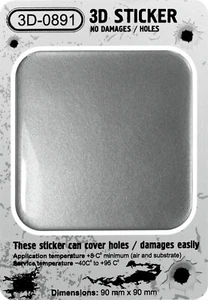 Silver Square Sticker Domed Resin Van Car Protector Guard Cover Holes Damages 90 - Picture 1 of 2