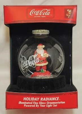 Coca-Cola Santa Clause Holiday Radiance Glass Christmas Ornament by Cavanagh  - Image 1 of 4