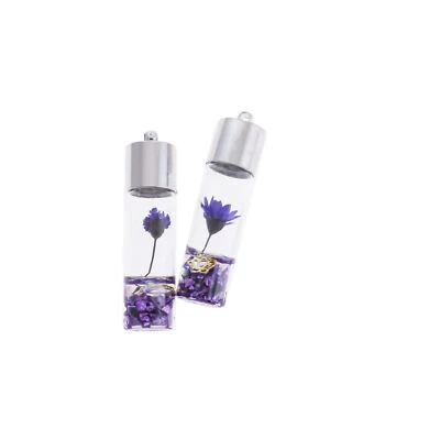 2 colgantes de botella de deseos de vidrio floral púrpura 3D - Z757 Foto 1 de 3