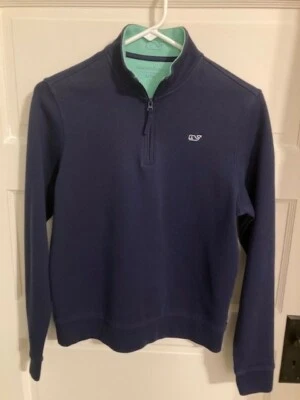 VINEYARD VINES Girls size L (16) Navy/Green Long Sleeve Half-Zip Pullover NWOT - Image 1 of 4