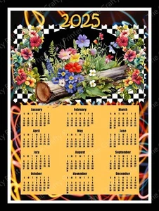 2025 KALENDER MAGNET - bunte Blumen - 8" x 10" - dekorativ - praktisches Geschenk! - Bild 1 von 2