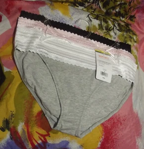 3 NEW WARNERS RV2093R 903 NO PINCHING NO PROBLEMS COTTON BIKINI PANTIES M/6 - Picture 1 of 2