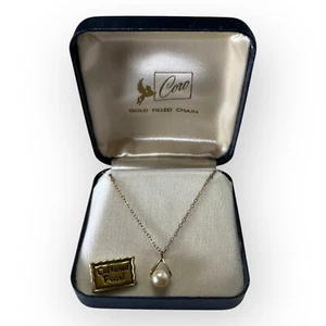 Vintage Coro Dainty Cultured Pearl Necklace Gold Filled Chain 7.5" - Picture 1 of 9