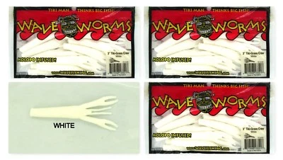(3) Paquetes sin abrir Plásticos Ondulados 3" Tiki-Grass Craw Blanco Nuevo Foto 1 de 3