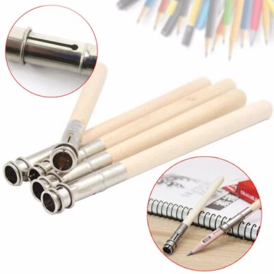 Wooden Handled Crayon Extender Titulaire d'artiste dessin & Crayons De 5Pcs
