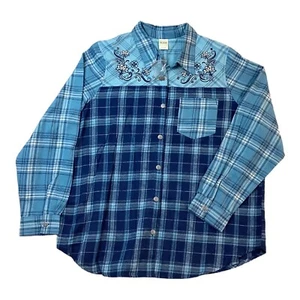 Blair Light Flannel Plaid Floral Western Long Sleeve Shirt Mens Size XL - Picture 1 of 10